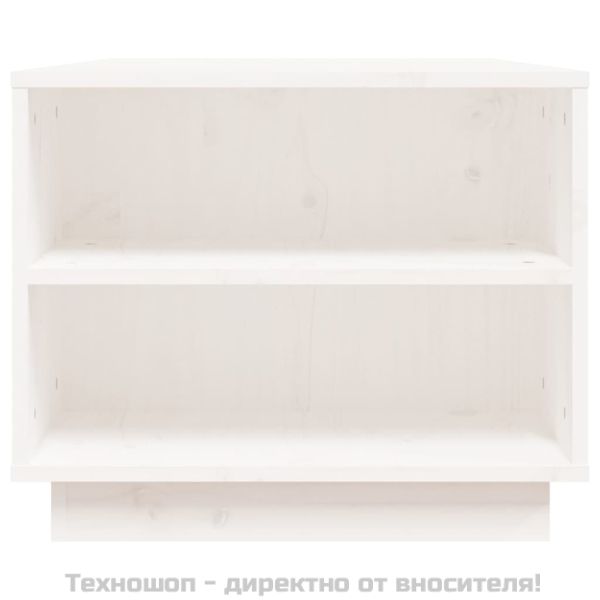 Кафе маса, бяла, 90x49x40,5 см, борово дърво масив
