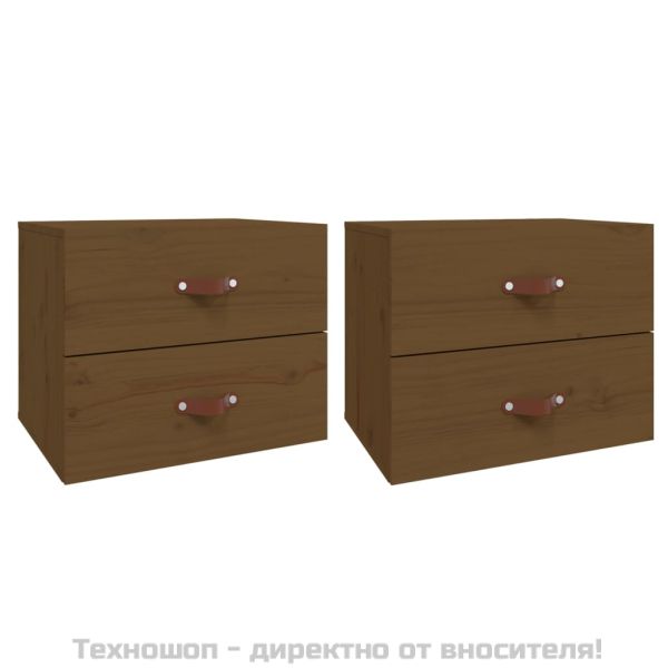 Нощни шкафчета за стенен монтаж 2 бр меденокафяви 50x36x40 см
