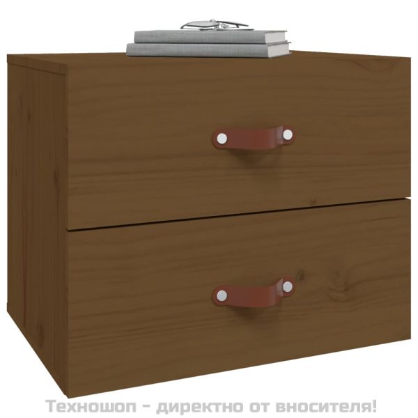 Нощно шкафче за стенен монтаж, меденокафяво, 50x36x40 см