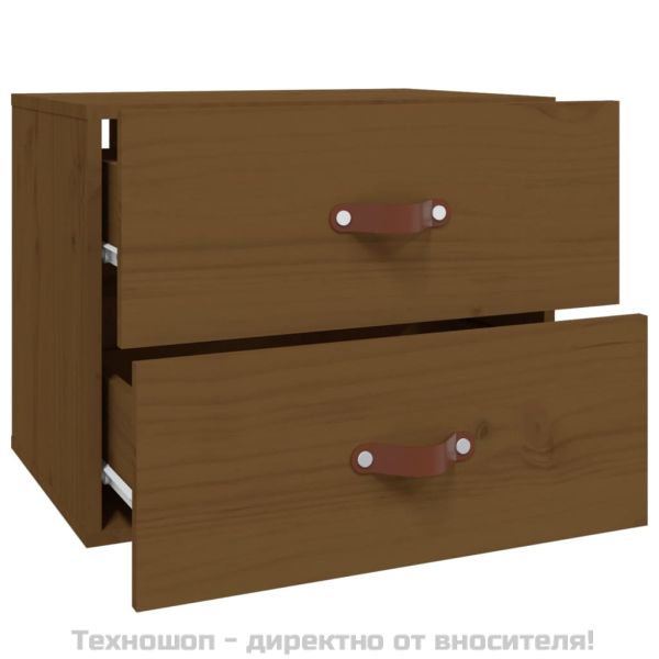 Нощно шкафче за стенен монтаж, меденокафяво, 50x36x40 см