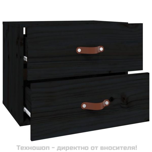 Нощно шкафче за стенен монтаж, черно, 50x36x40 см