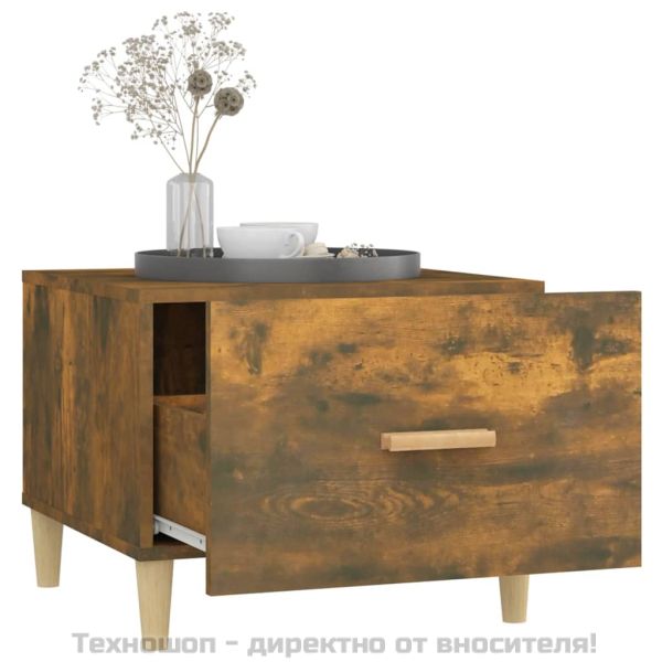 Кафе маси, 2 бр, опушен дъб, 50x50x40 см, инженерно дърво