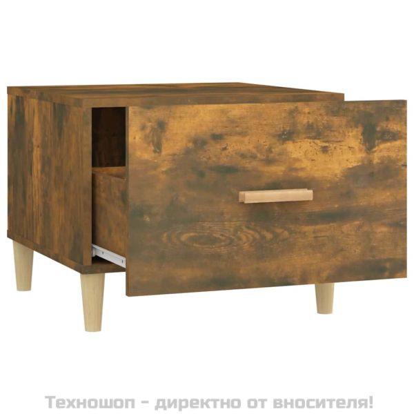 Кафе маси, 2 бр, опушен дъб, 50x50x40 см, инженерно дърво