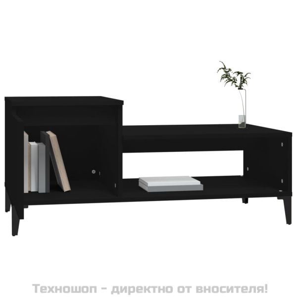 Маса за кафе, черна, 100x50x45 см, инженерно дърво