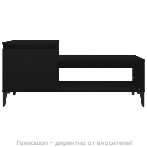 Маса за кафе, черна, 100x50x45 см, инженерно дърво