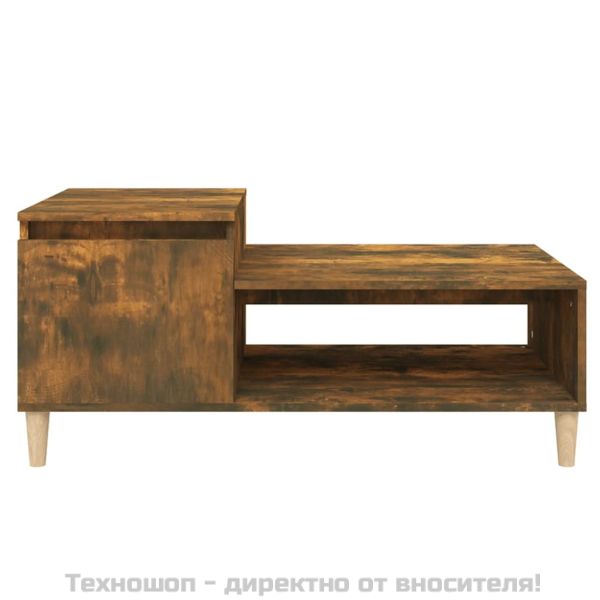 Кафе маса, опушен дъб, 100x50x45 см, инженерно дърво