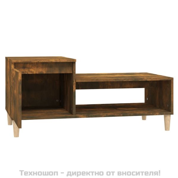 Кафе маса, опушен дъб, 100x50x45 см, инженерно дърво