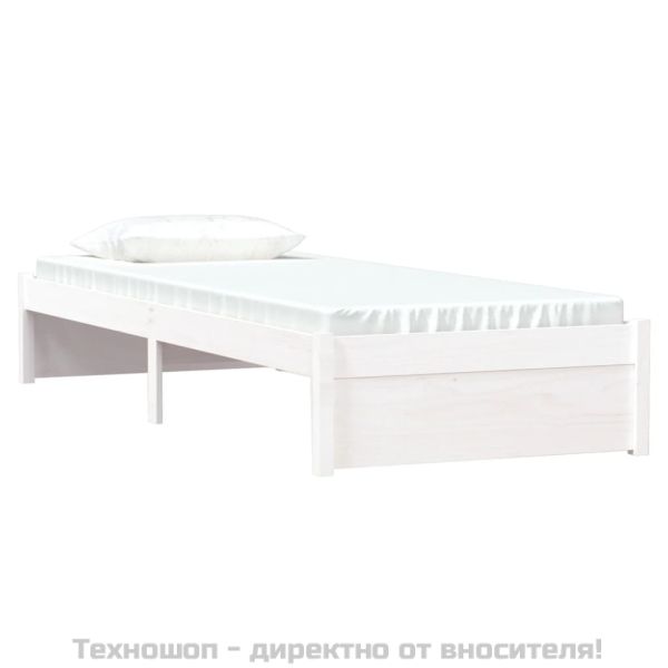 Рамка за легло бяла масивно дърво 75x190 см Small Single