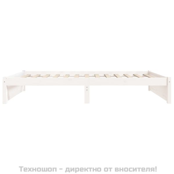 Рамка за легло бяла масивно дърво 75x190 см Small Single