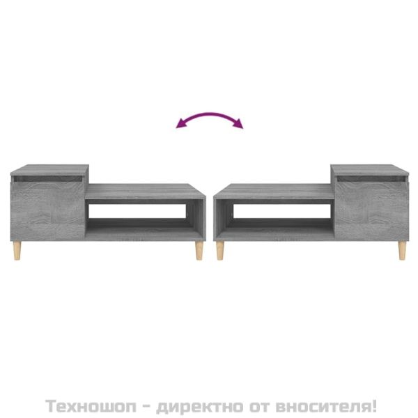 Кафе маса, сив сонома, 100x50x45 см, инженерно дърво