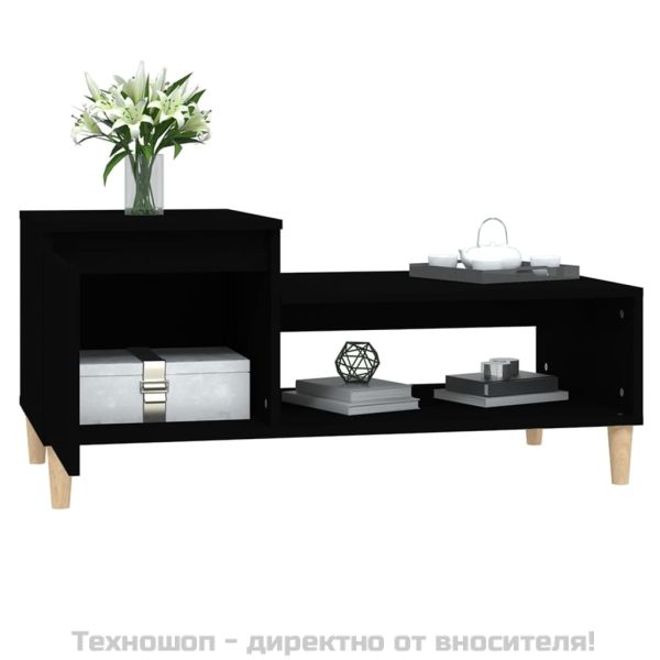 Маса за кафе, черна, 100x50x45 см, инженерно дърво