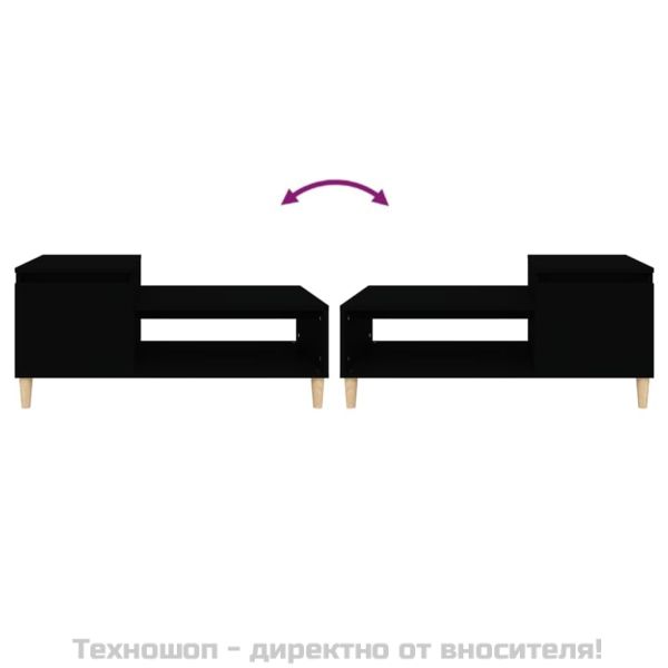 Маса за кафе, черна, 100x50x45 см, инженерно дърво