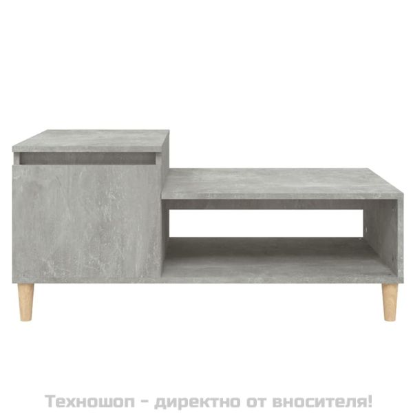 Кафе маса, бетонно сива, 100x50x45 см, инженерно дърво