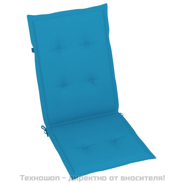 Възглавници за столове с облегалки 4 бр сини 120x50x3 см плат