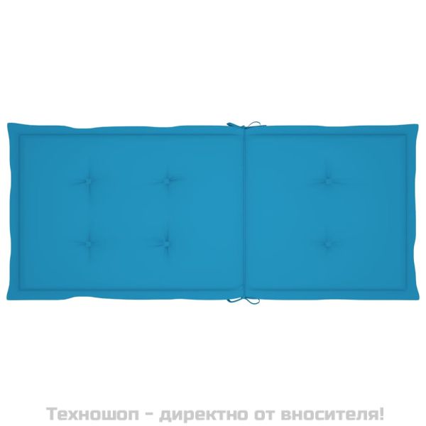 Възглавници за столове с облегалки 4 бр сини 120x50x3 см плат