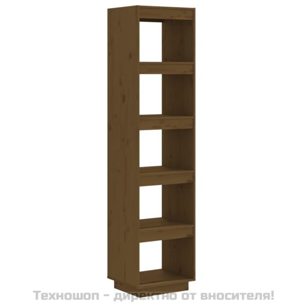 Библиотека/разделител за стая, меденокафява, 40x35x167 см, бор