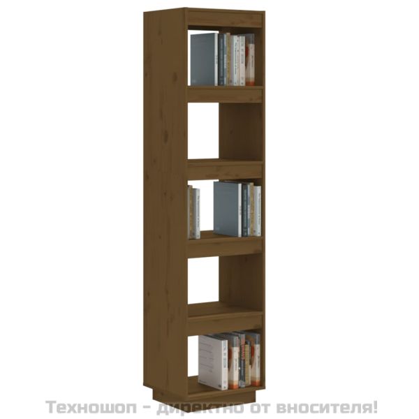 Библиотека/разделител за стая, меденокафява, 40x35x167 см, бор