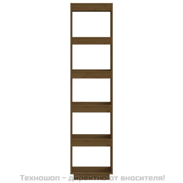 Библиотека/разделител за стая, меденокафява, 40x35x167 см, бор