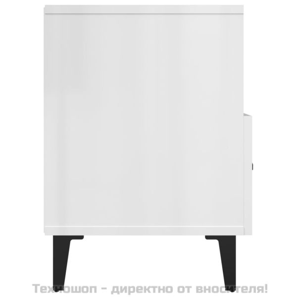 ТВ шкаф, бял гланц, 80x36x50 см, инженерно дърво