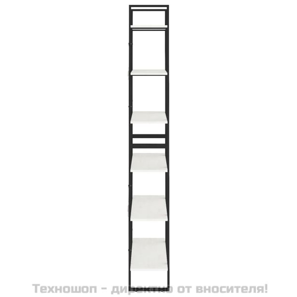 Висок шкаф, бял, 80x30x210 см, борово дърво масив