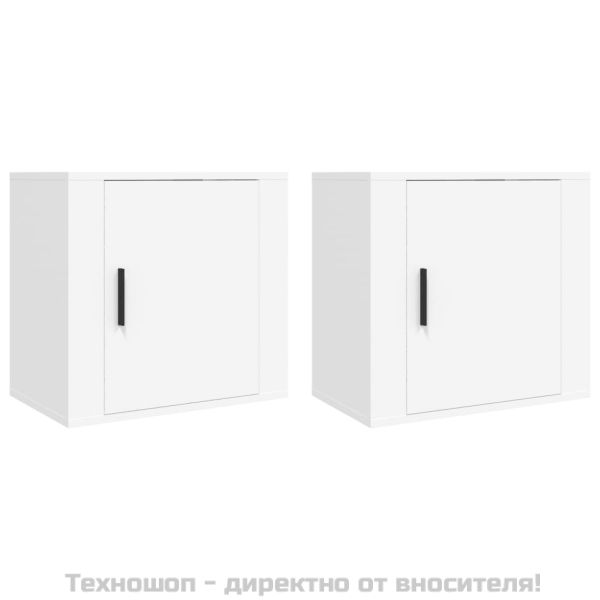 Нощни шкафчета за стенен монтаж, 2 бр, бели, 50x30x47 см
