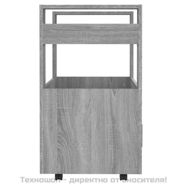 Кухненска количка, сив сонома, 60x45x80 см, инженерно дърво