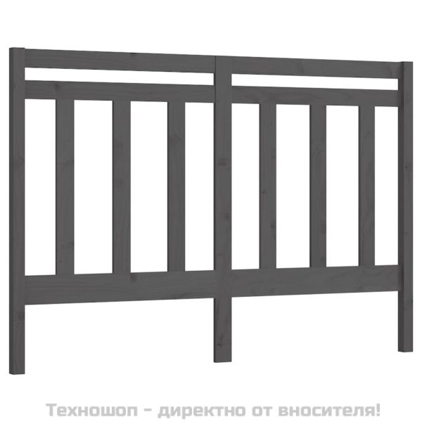 Горна табла за легло, сива, 146x4x100 см, бор масив