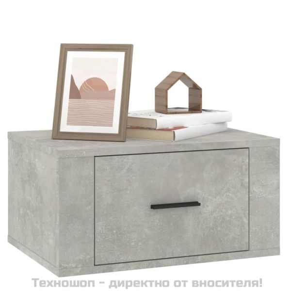 Нощни шкафчета за стенен монтаж 2 бр бетонно сиви 50x36x25 см
