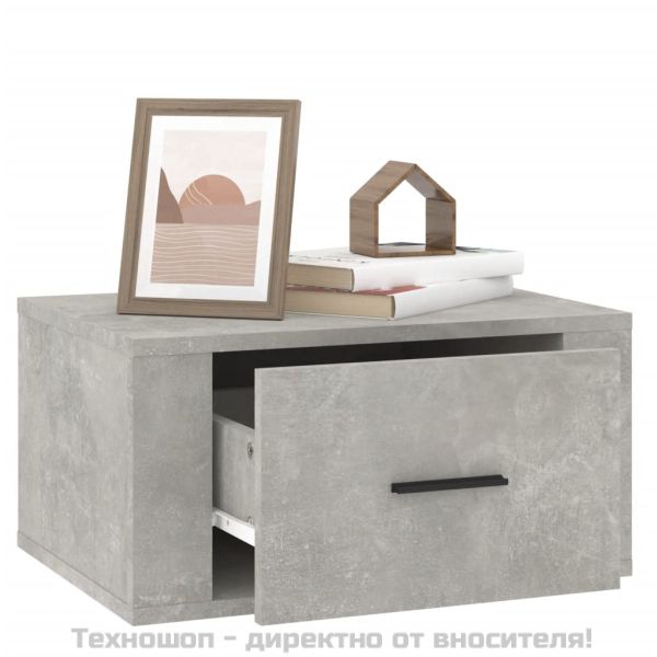 Нощни шкафчета за стенен монтаж 2 бр бетонно сиви 50x36x25 см