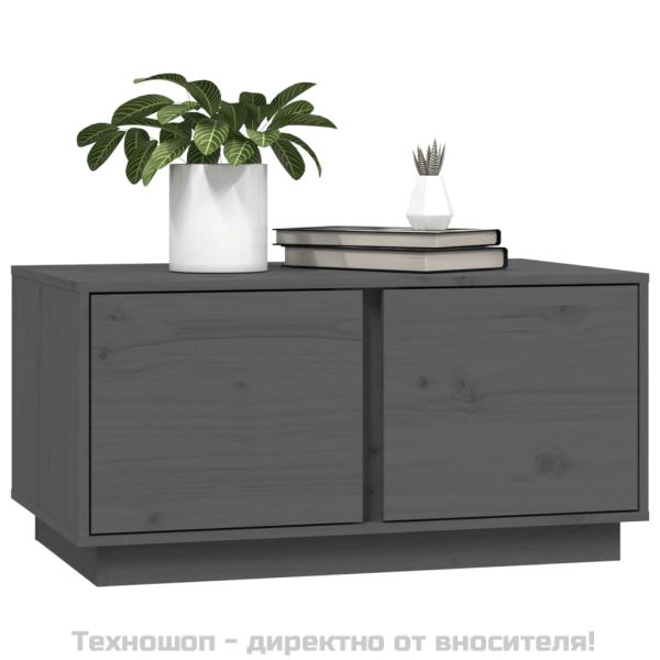 Кафе маса, сива, 80x50x40 см, борово дърво масив