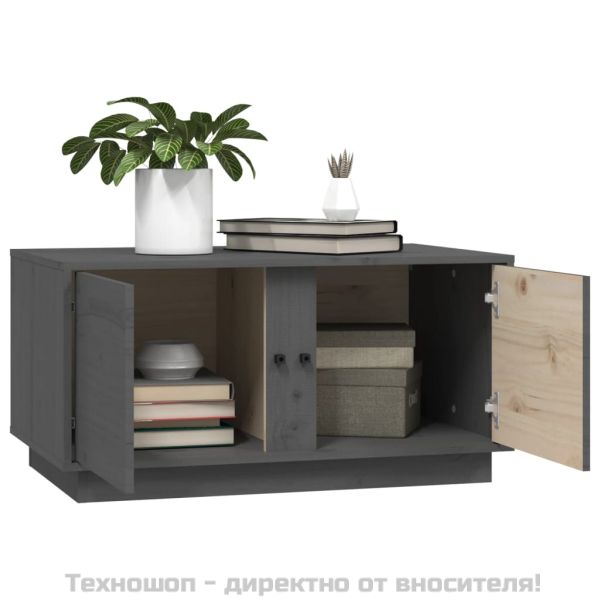 Кафе маса, сива, 80x50x40 см, борово дърво масив