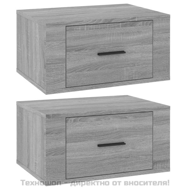 Нощни шкафчета за стенен монтаж, 2 бр, сив сонома, 50x36x25 см