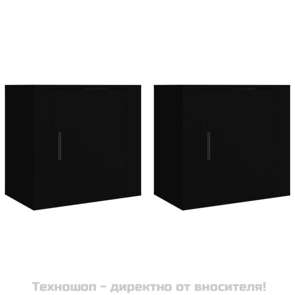 Нощни шкафчета за стенен монтаж, 2 бр, черни 50x30x47 см