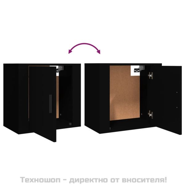 Нощни шкафчета за стенен монтаж, 2 бр, черни 50x30x47 см