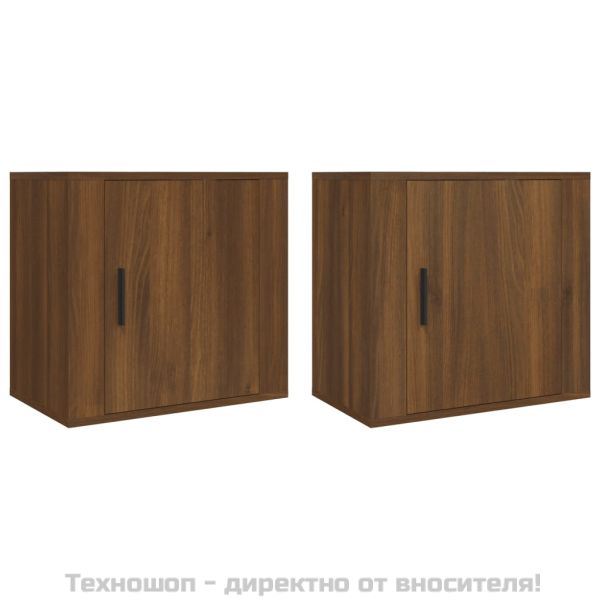 Нощни шкафчета за стенен монтаж, 2 бр, кафяв дъб, 50x30x47 см