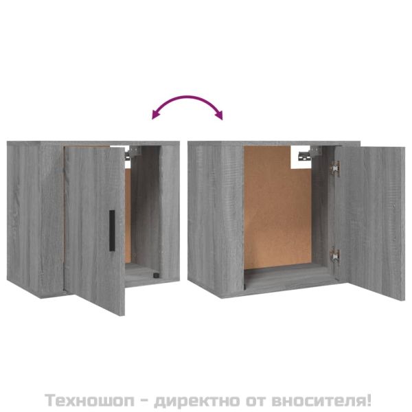 Нощни шкафчета за стенен монтаж, 2 бр, сив сонома, 50x30x47 см