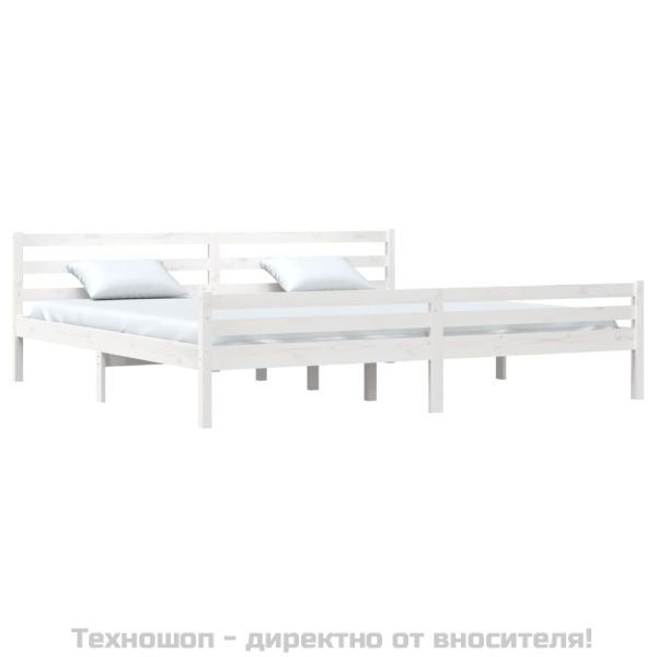Рамка за легло, бяла, дърво масив, 180x200 cм, Super King