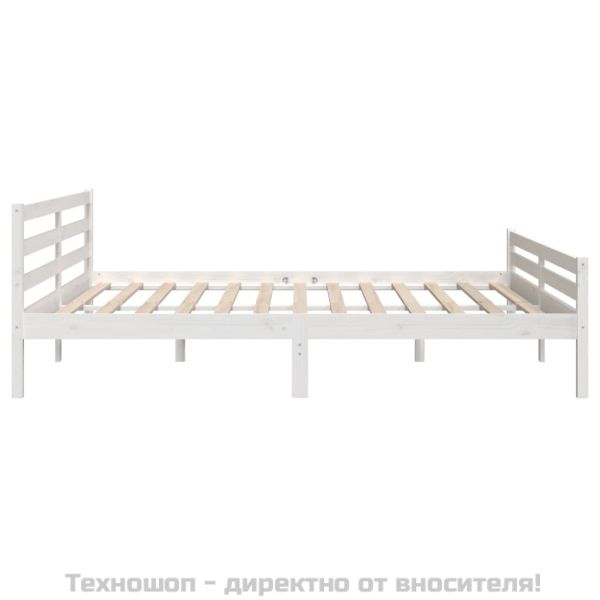 Рамка за легло, бяла, дърво масив, 180x200 cм, Super King