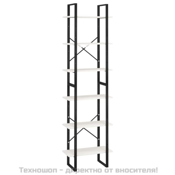 Етажерка, бяла, 60x30x210 см, борово дърво масив