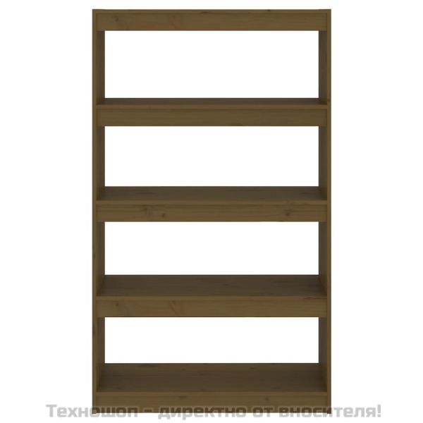 Библиотека/разделител за стая меденокафява 80x30x135,5 см бор