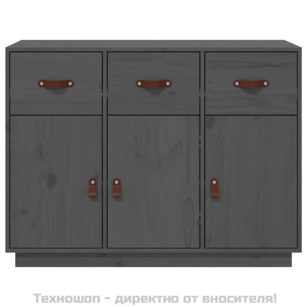 Сайдборд, сив, 100x40x75 см, бор масив