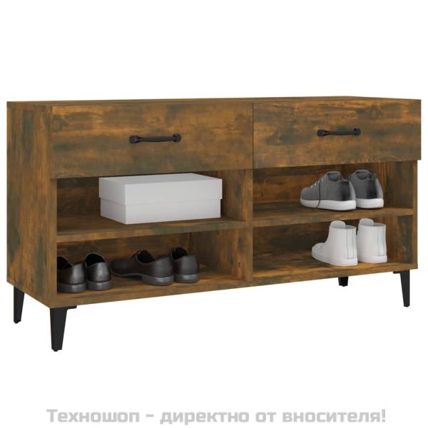 Шкаф за обувки, опушен дъб, 102x35x55 см, инженерно дърво