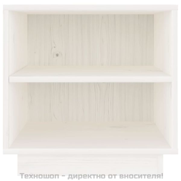 Нощно шкафче, бяло, 40x34x40 см, борово дърво масив