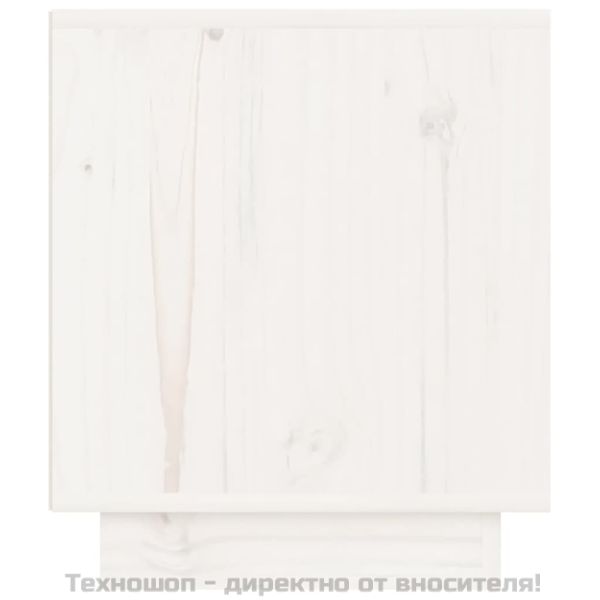 Нощно шкафче, бяло, 40x34x40 см, борово дърво масив
