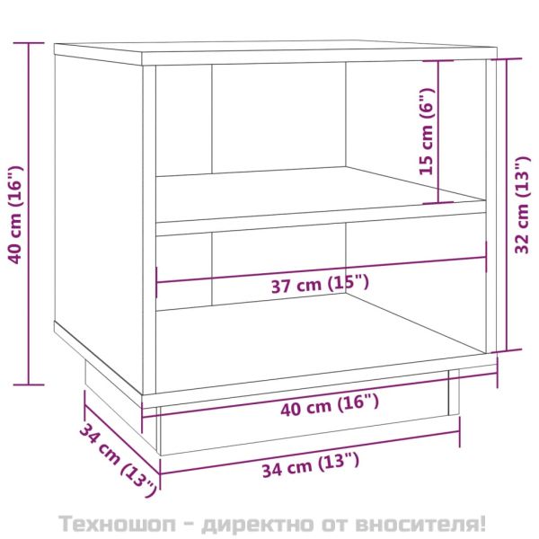 Нощно шкафче, бяло, 40x34x40 см, борово дърво масив