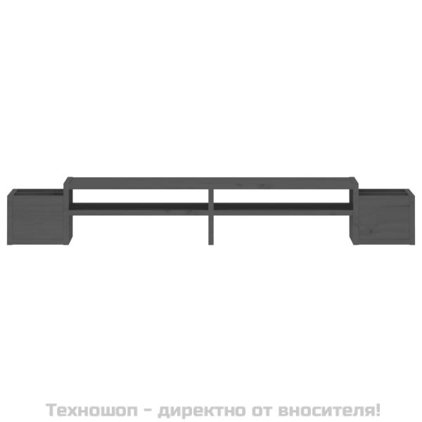 Поставка за монитор, сива, 100x27,5x15 см, бор масив