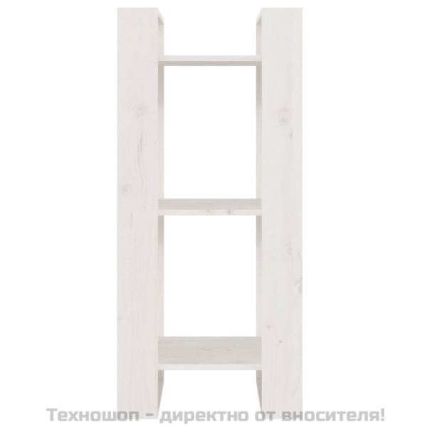 Библиотека/разделител за стая, бяла, 41x35x91 см, бор масив