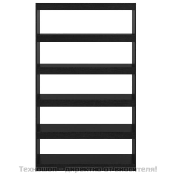 Библиотека/разделител за стая черна 100x30x167,5 см бор масив