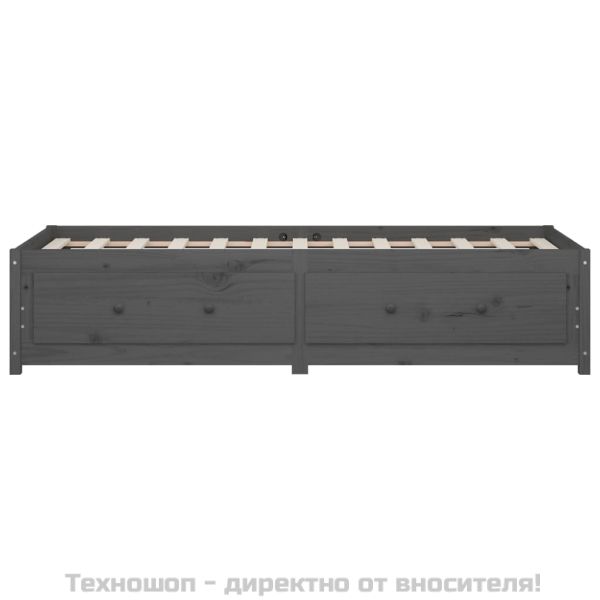 Дневно легло, сиво, борово дърво масив, 90x200 см