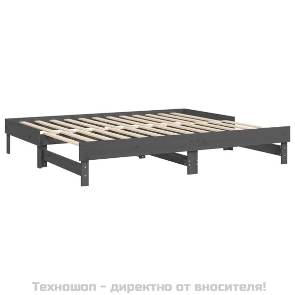 Разтегателно дневно легло, без матрак, сиво, 2x(90x200) см